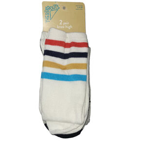 Girl's Thereabouts Socks Knee High Strips And Stars 2 Pack L 4-10